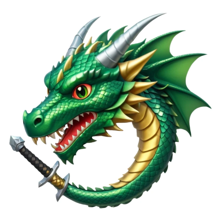 fierce dragon head with a sword next to it, symbolizing defeating a dragon sticker