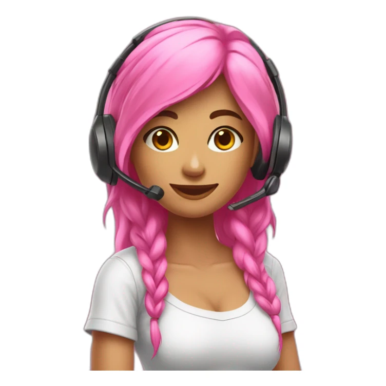 Mulher loira com fone gamer rosa sticker