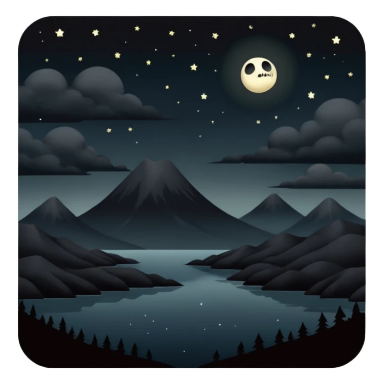 dark and eerie scene, the entire world covered in darkness. The sky is deep black with no stars or light, no moon, no glow just total void and silence. The atmosphere feels ominous and unsettling, as if darkness has swallowed everything. No characters, no visible light sources sticker