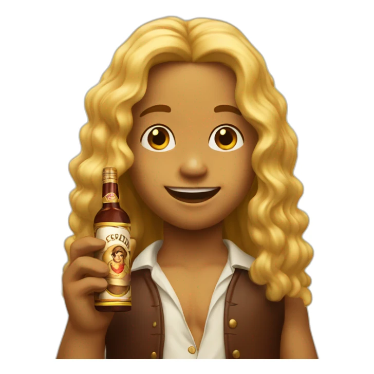 A child with long golden hair drinks a Cuban cigar sticker