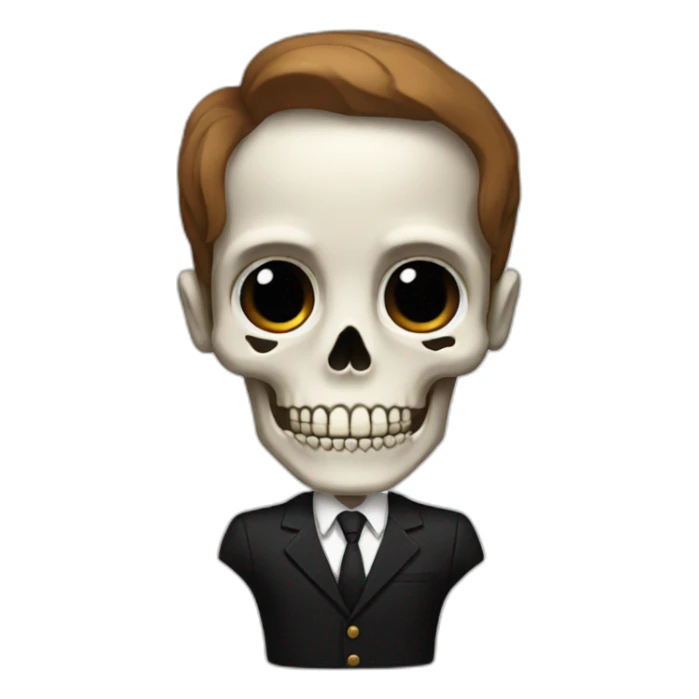 Skeleton in a black suit with Brown hair sticker