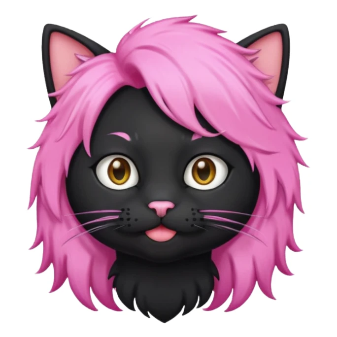 Black cat wearing a male pink hair wig sticker
