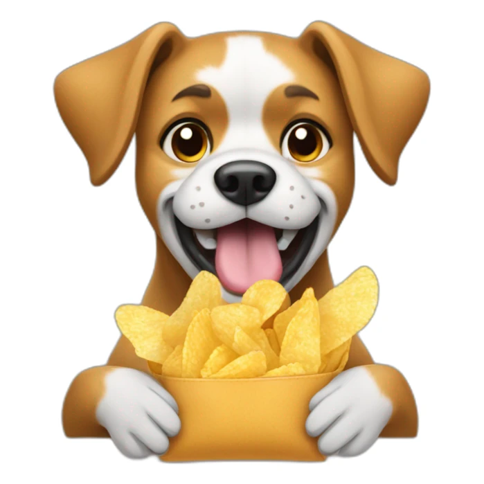 A dog with a bag of chips in he’s hands sticker