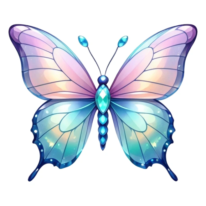 Pastel sparkly glittery shiny iridescent glass crystal butterfly sticker
