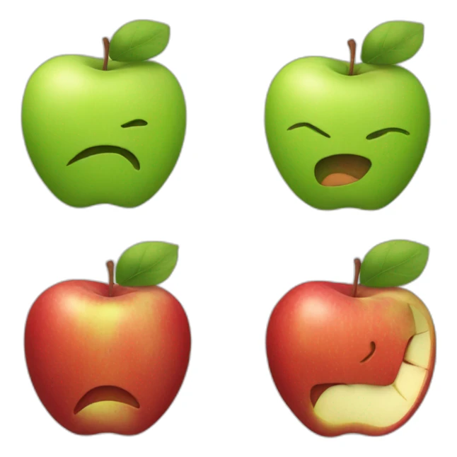 a apple with an face but the right side is bitten sticker