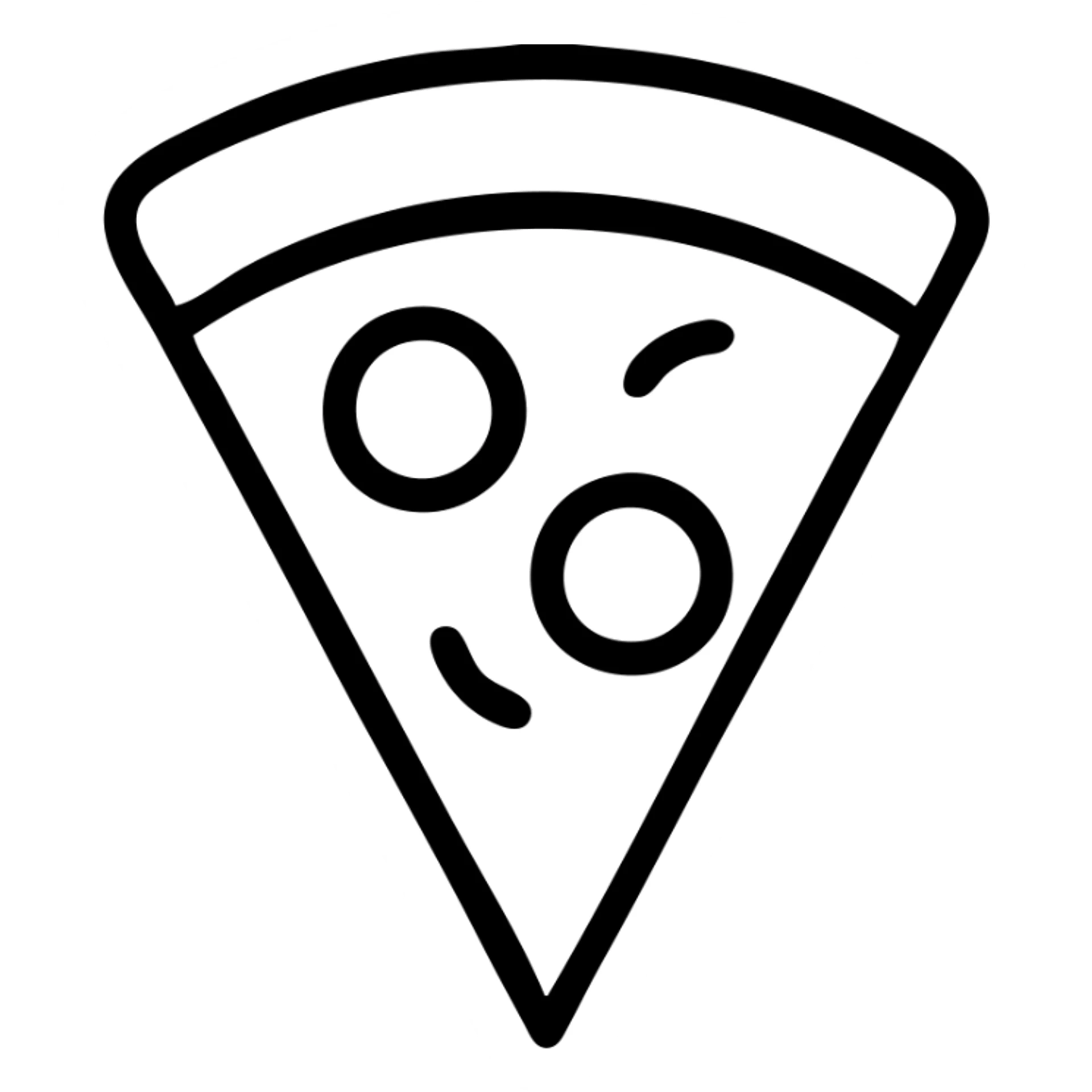 slice of pizza, outlined icon style, black lines, no fill, minimalist sticker