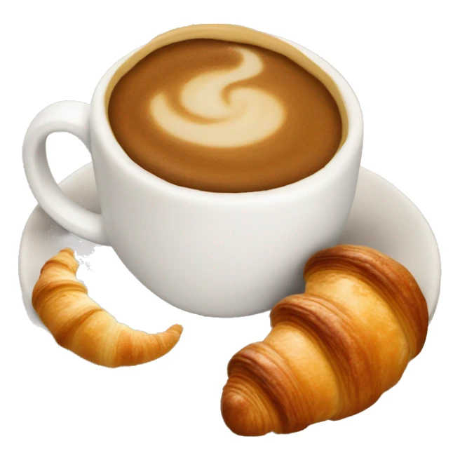 Cup of cappuccino with croissant sticker