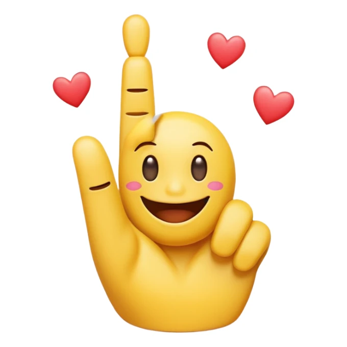 Let there be a middle finger pointing up and smiley emoji with hearts. sticker