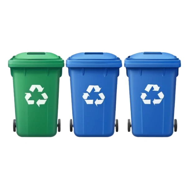 BLUE TRASH BIN NEXT TO GREEN RECYCLING BIN sticker