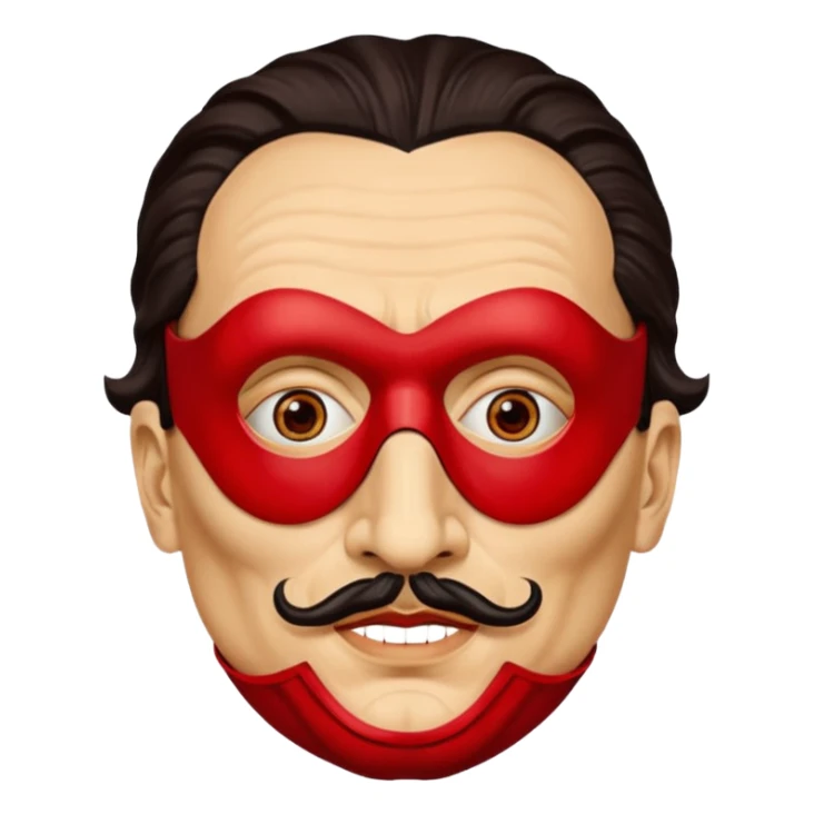 Faites-moi un masque de Salvador Dali d'une manière réaliste, la même série que La Casa de Bapel, et faites-le paraître comme s'il portait du rouge Sans lunettes sticker