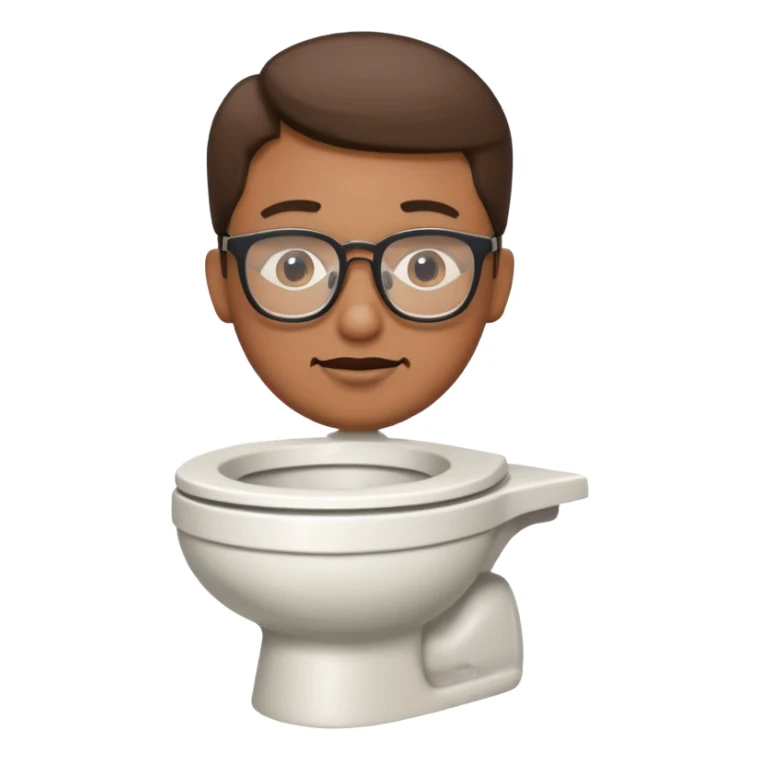 toilet with a man's head and glasses sticker