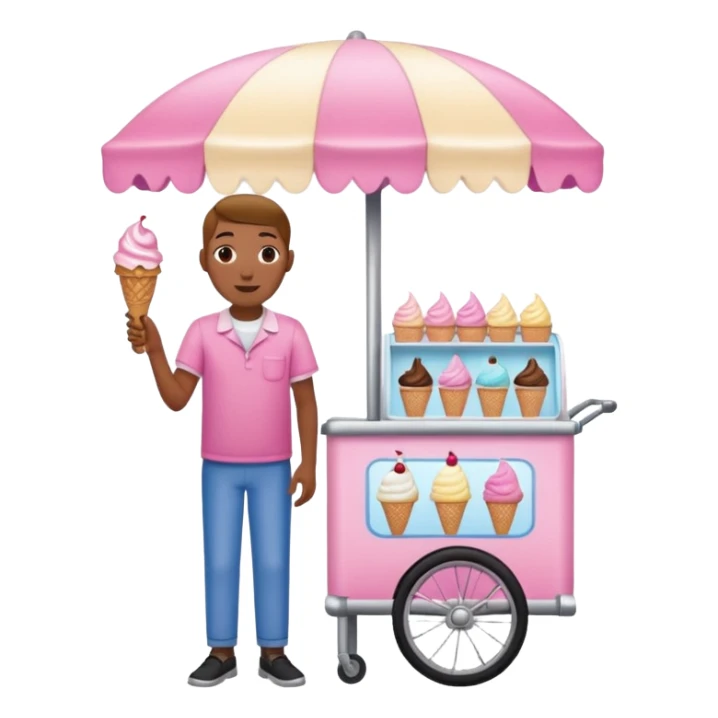 Vendor + pink cart,Ice Cream Vendor. sticker