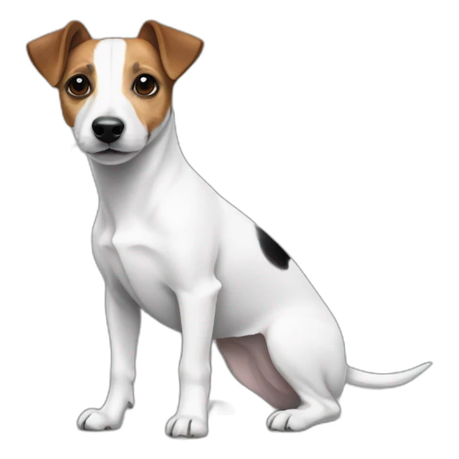 Jack Russell Terrier with a black spot one ear is standing the other is lying sticker