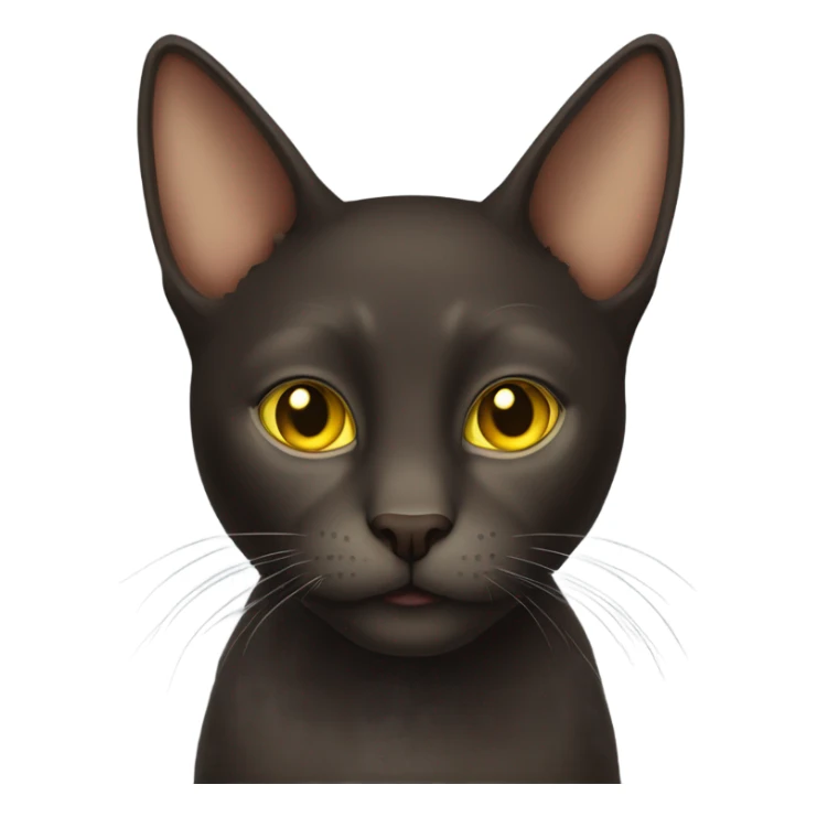 Dark brown cat with yellow eyes and big ears and long nose  sticker