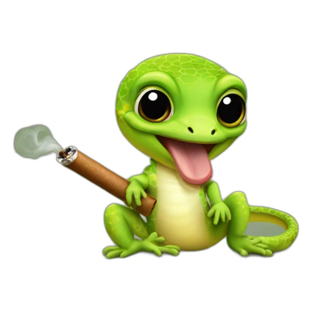 baby gecko with a cigar in its mouth sticker