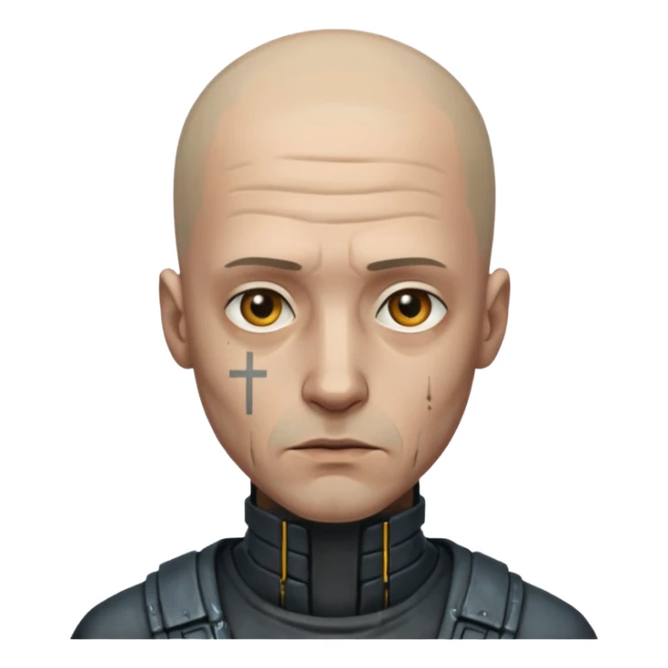 cyberpunk poor man whihout hair sticker