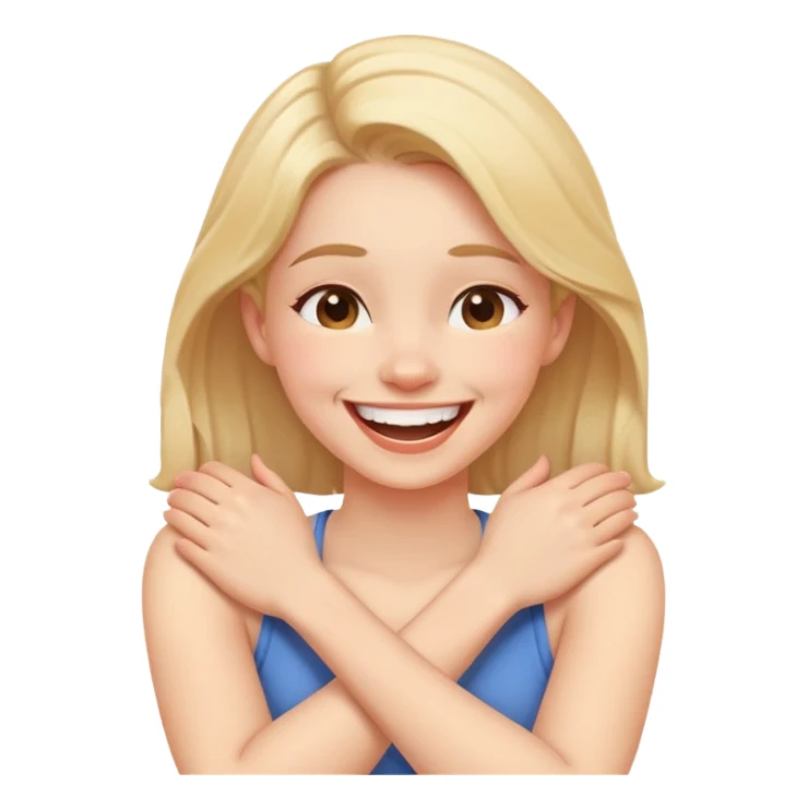 Arms crossed holding neck laughing girl sticker