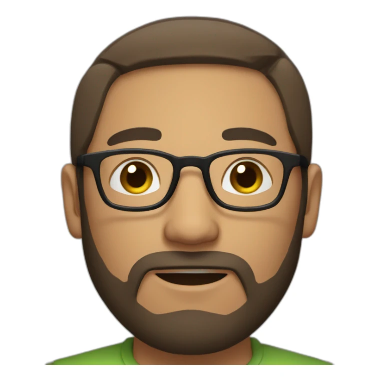Man round face with glasses and low hair and beard sticker