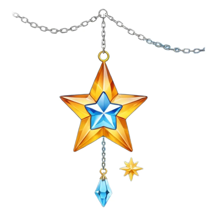 Hanging crystal star suncatcher with a long metal chain and embedded crystal connectors  sticker