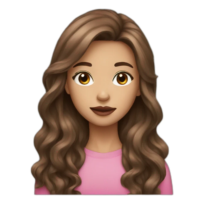 brown long hair,pinky lips girl sticker