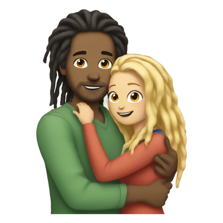 Man with dreadlocks hugging woman with blonde hair with 2 cats sticker