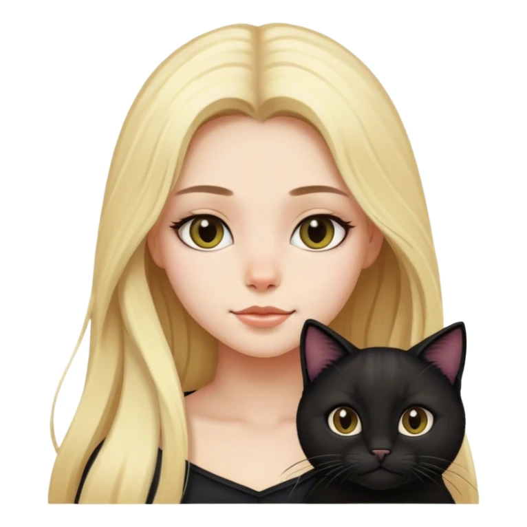A blond girl with a black long-hair cat sticker