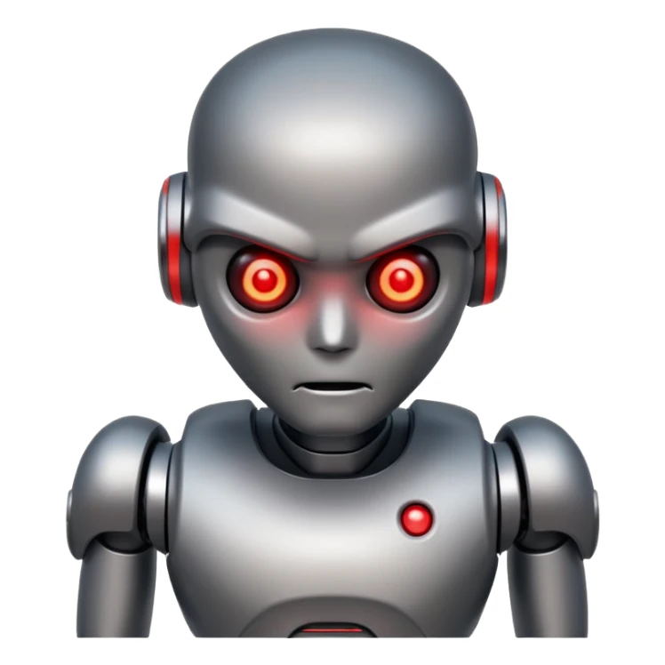 An AI humanoid robot looking evil and looking angry sticker