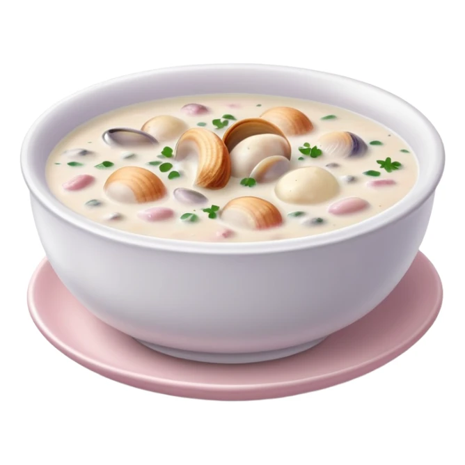 super realistic small pink bowl of clam chowder sticker