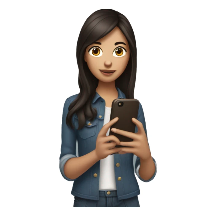 brunette girl with phone in her hands sticker
