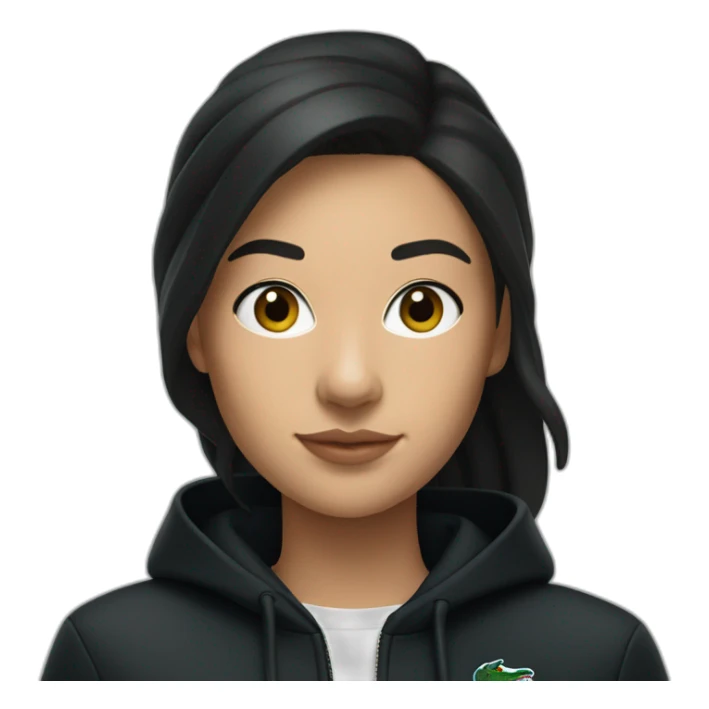 Lacoste headphone latina girl with black lacoste hoodie sticker