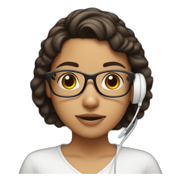 Hispanic girl with glasses, white headset mad sticker