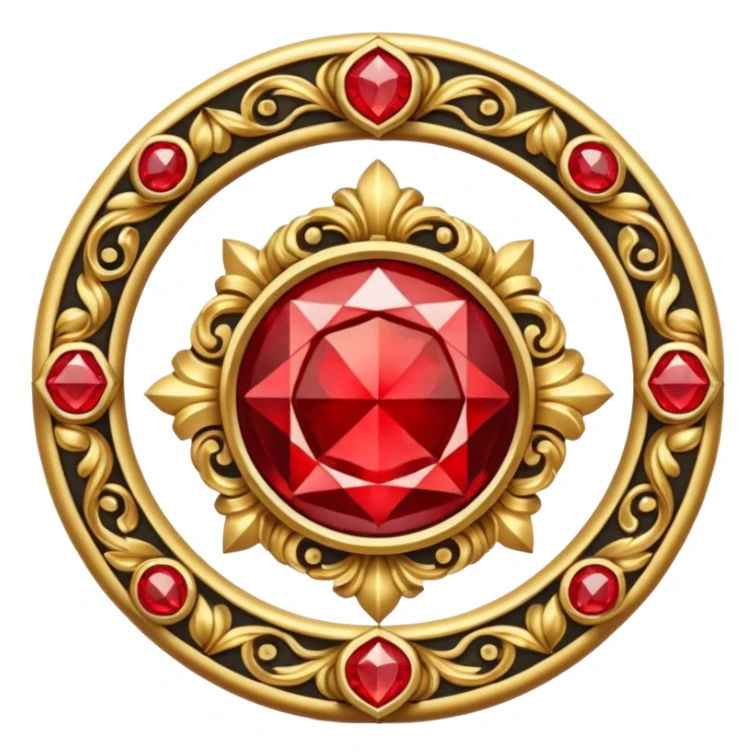 Golden circle crest with red gems sticker