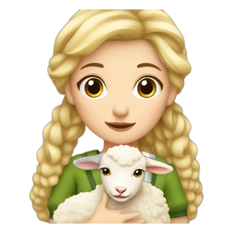 a woman blond hair shepherdess with a lamb sticker