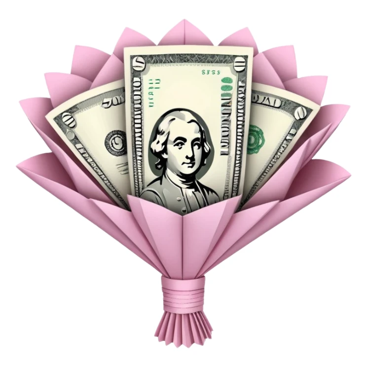 pretty pink bouquet made of money sticker