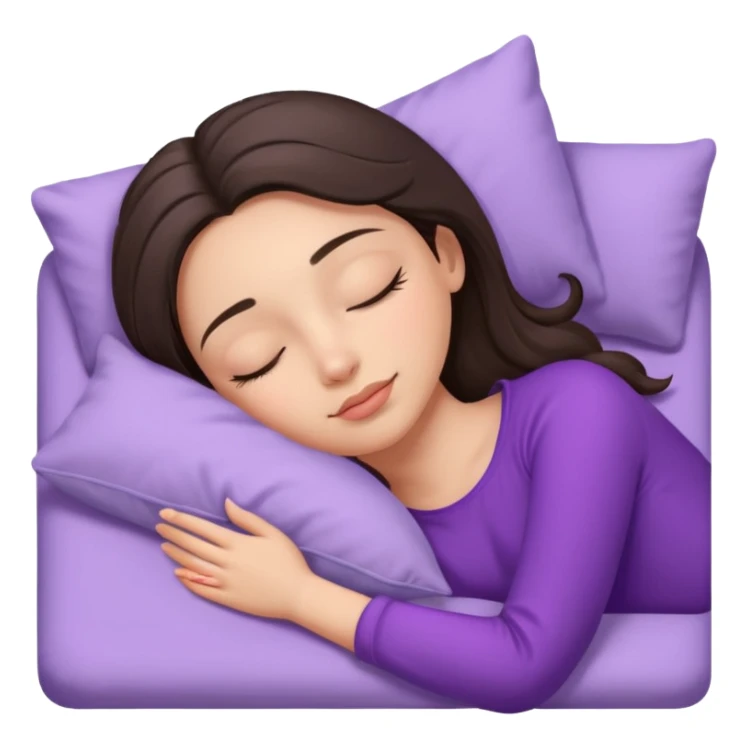 brunette-single-girl-in-lavender-bed-sleeping-pretty-eyelashes-light-skin sticker