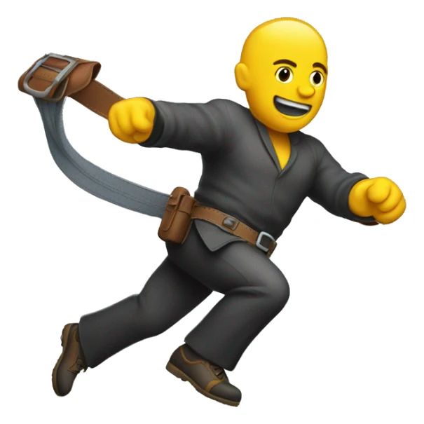 Man whipping air with a belt sticker