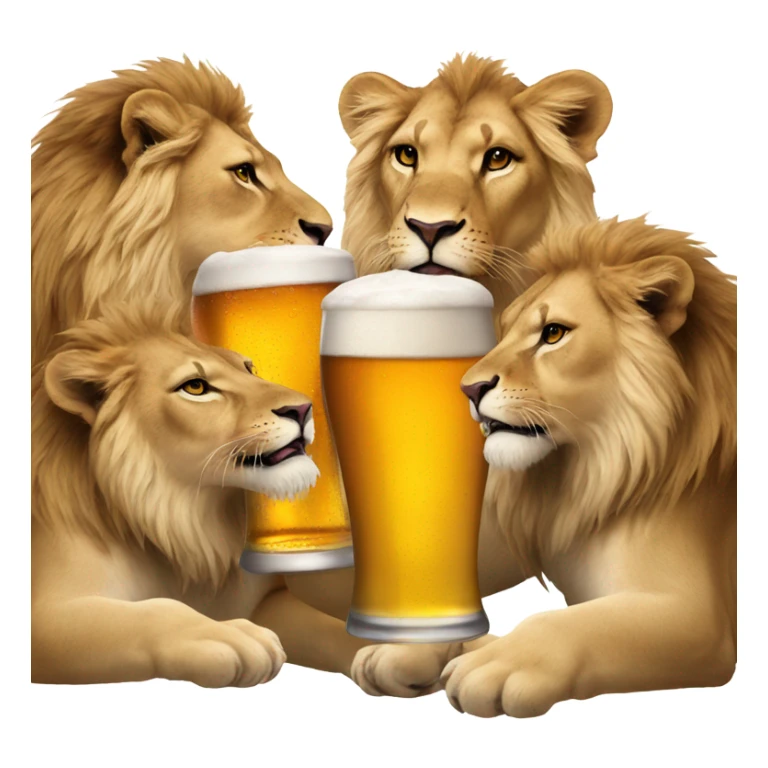 Pack of lions drinking a pack of beer sticker