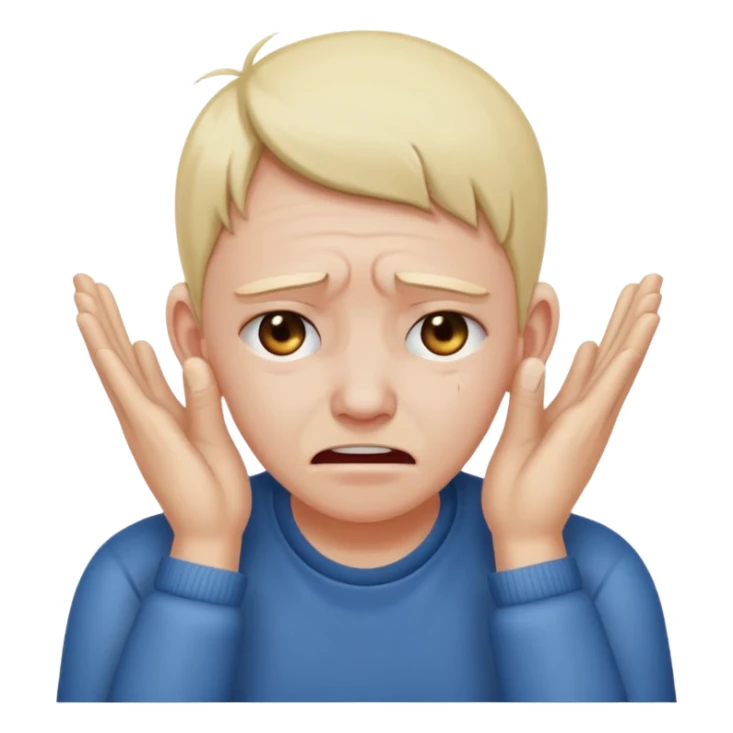 person covering ears with hands, wincing in pain sticker