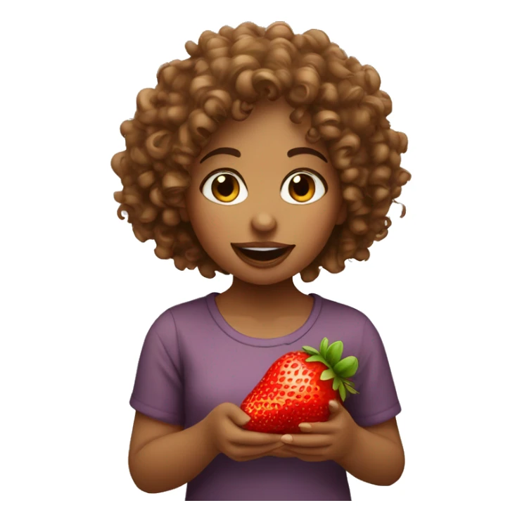 curly hair girl eating strawberry’s  sticker