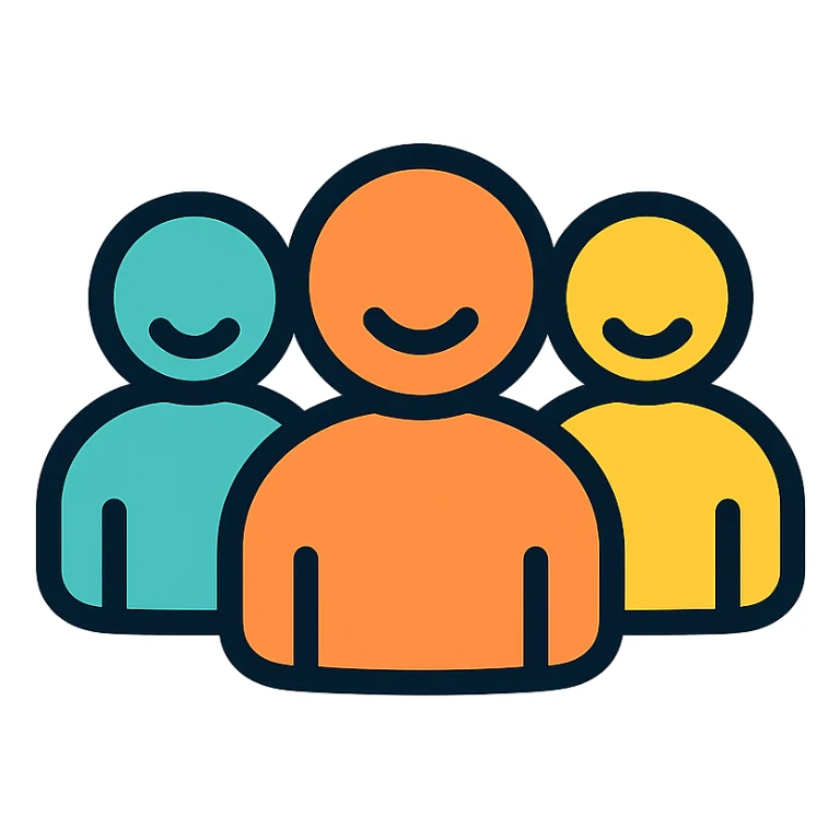 team, group of people, friendly, modern icon style sticker