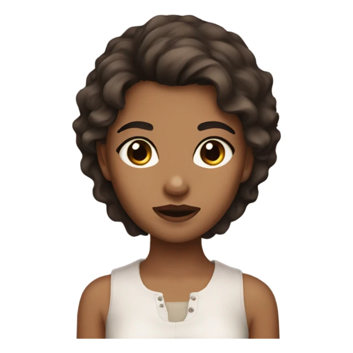 Girl with dark brown eyes and brown wolf cut hair sticker