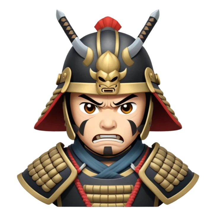 angry samurai warrior with helmet and armor sticker