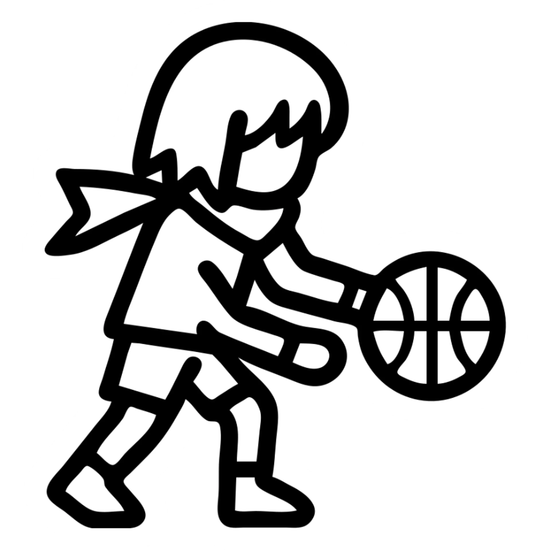 Kris from Deltarune playing basketball, simple icon style, clear lines, minimal details, suitable for an app icon sticker