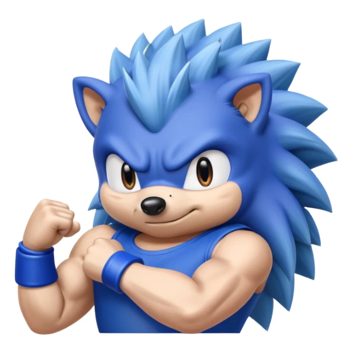 Blue hedgehog Sonic Sega with big biceps and muscles sticker