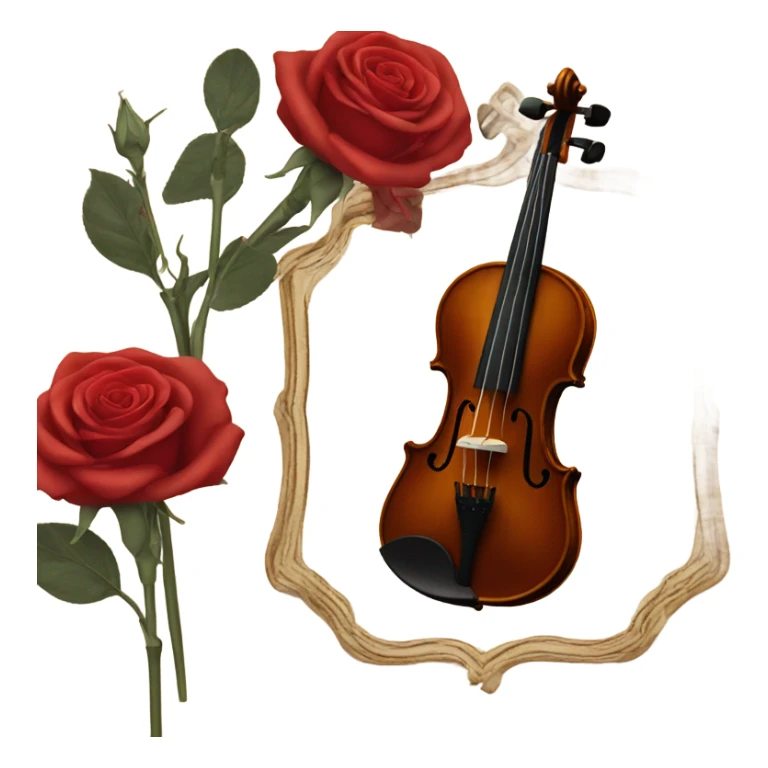 vintage violin and beige red roses sticker