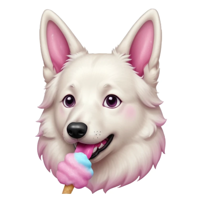 White belgian Shepard With glitter eyes loves Cotton candy sticker