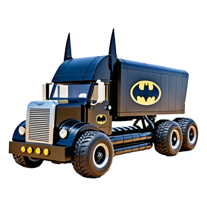 futuristic Batman’s Venomobile  Lego loosely based on 1956 freightliner semi (flat long straight organically-shaped mechanical roomy interior seating inside the body) stealthy town hot rod desert dirt racing rwd buggy  sticker