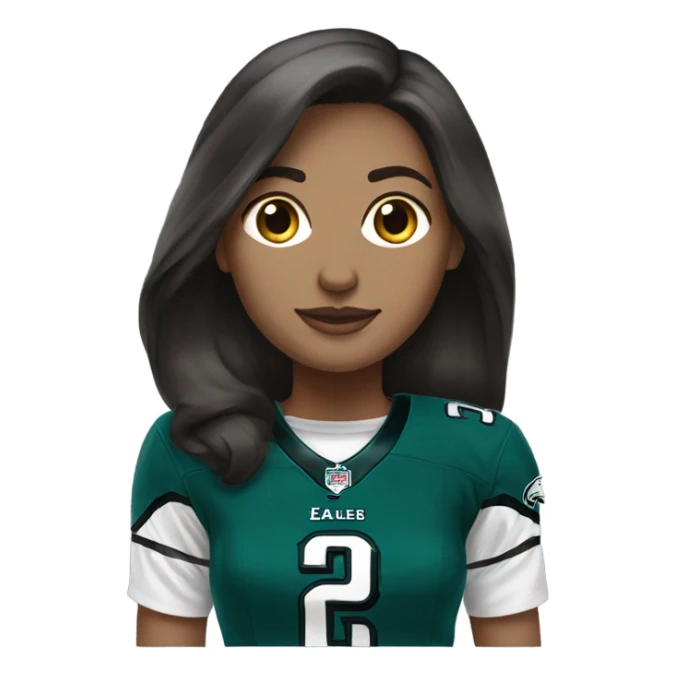  White female brunette wearing Philadelphia Eagles jersey sticker