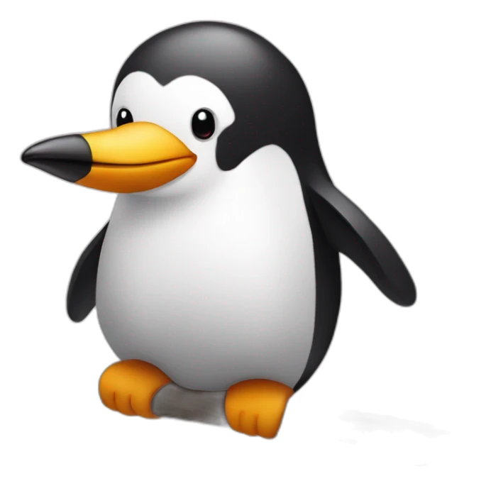 Pinguin who is wearing a pink short on a pole bar sticker