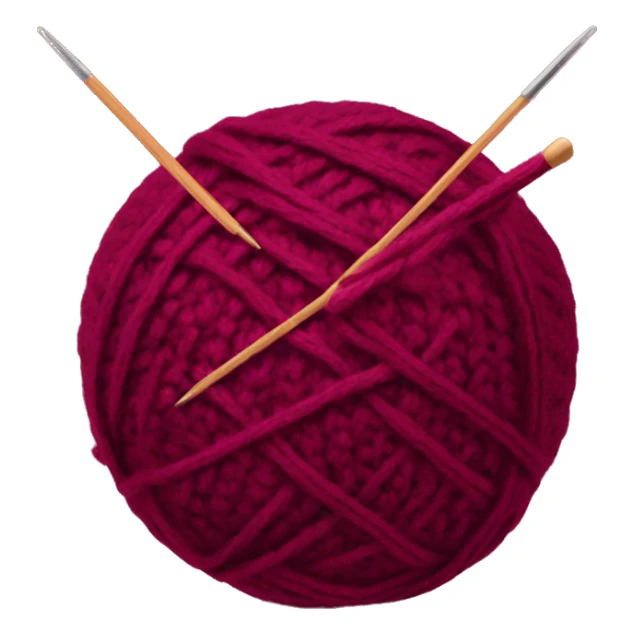 burgundy ball of thread with knitting needles sticker